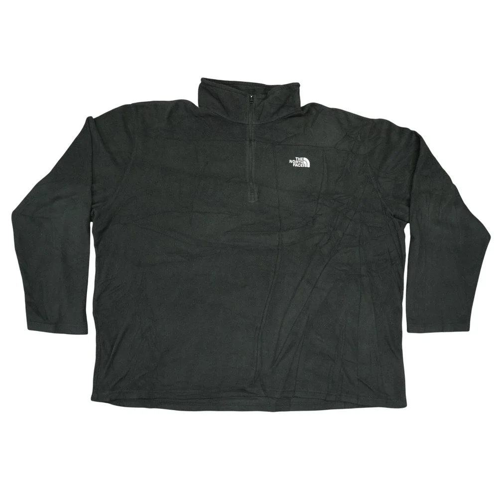 The North Face Fleece Pullover Mens XXL Black TKA 100 Quarter Zip Mock Neck Logo